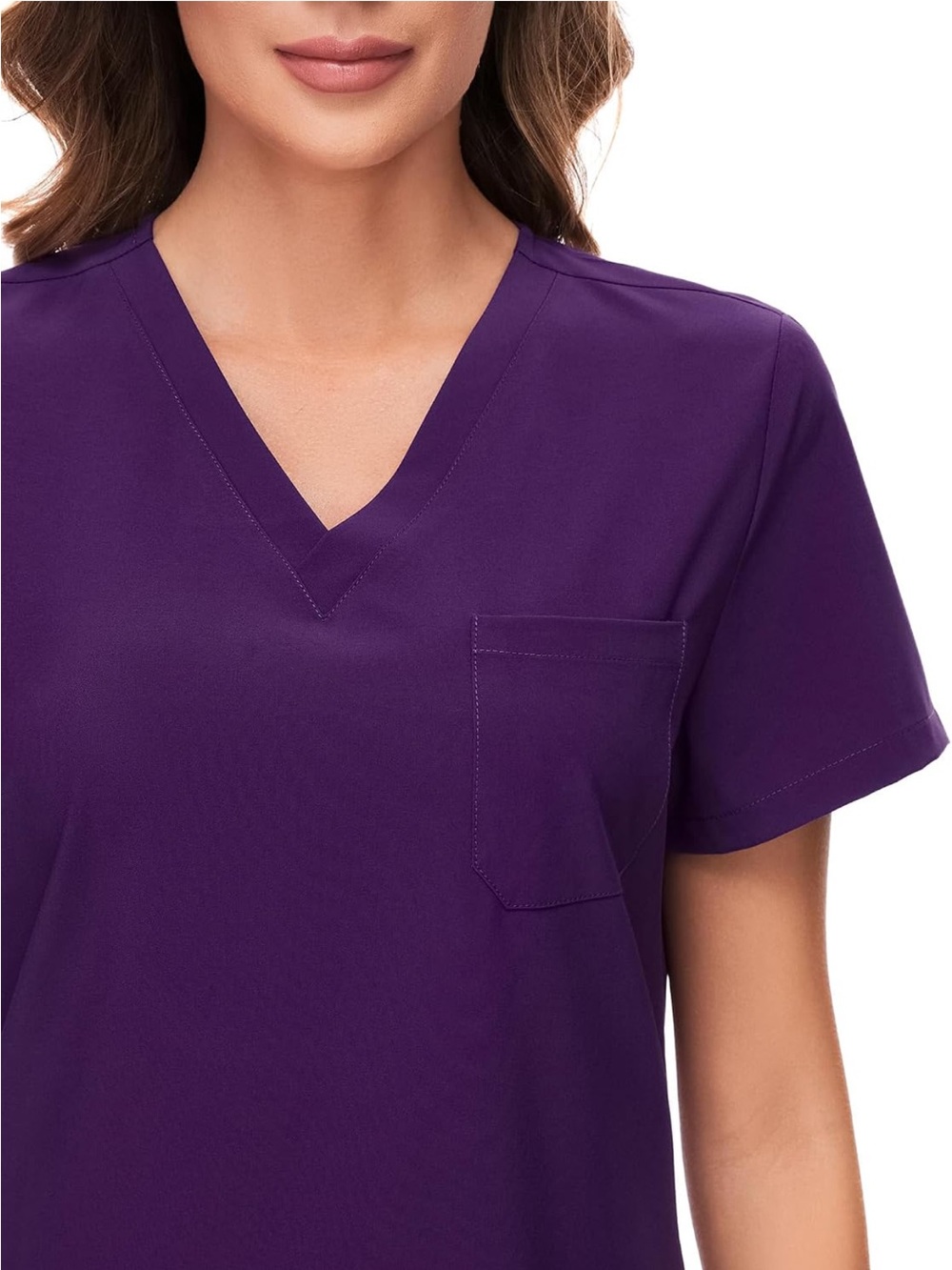 Women’s V-Neck Medical Scrub Set in Deep Purple - Picture 2 of 3